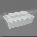 Modern Display Showcase Shelf With White Structure Transparent Glass Cover And Bottom Light Strip