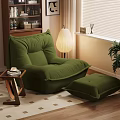 Comfy Green Lazy Sofa and Side Coffee Table with Matching Ottoman in Cozy Living Room