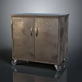 Mobile Industrial Storage Cabinet With Double Metal Doors And Perforated Design
