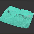 3D Mountain Range Terrain Model With River And Detailed Texture