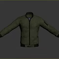 Green Casual Jacket With Zipper Closure Dark Cuffs And Collar Design