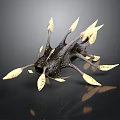Black Biological Organ Structure With Golden Spiky Hairs And Unique Design