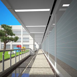 modern aisle office walkway 3d model