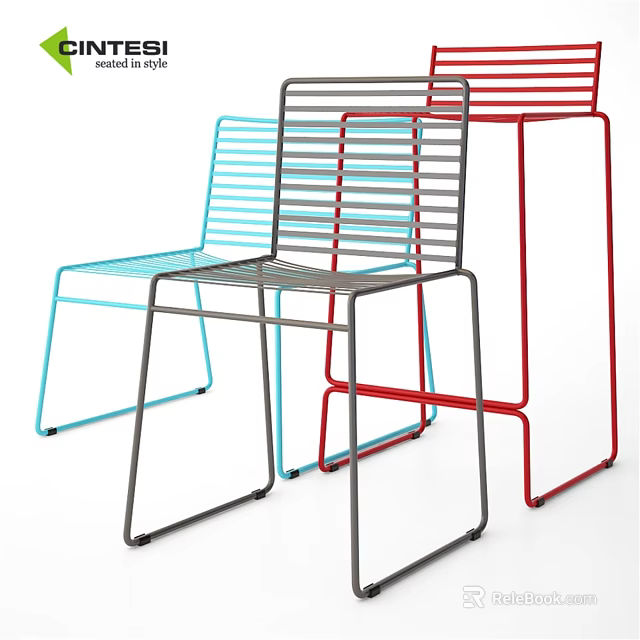 Stylish Modern Single Chair With Metal Wire Frame And Various Colors 3d model 