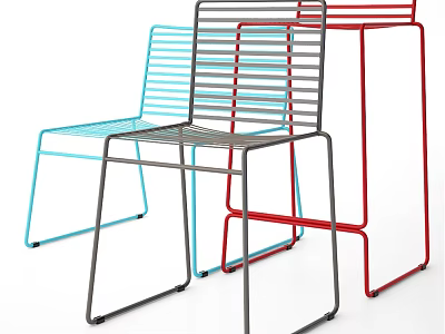 Stylish Modern Single Chair With Metal Wire Frame And Various Colors 3d model