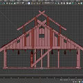 Traditional Wooden House With Sloped Roof And Exposed Wooden Beams Design