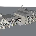 Traditional Stone Building Exterior With Multiple Chimneys Balconies And Gabled Roof