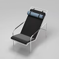 Modern Lounge Chair With Metal Frame Black Cushion And Blue Roll Pillow