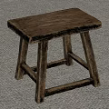 Rustic Wooden Stool With Square Seat And Cross Legs For Home Decor
