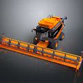 Orange Combine Harvester With Long Header Black Cab And Large Wheels 3d model