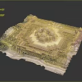 Symmetrical Grand Architectural Model With Central Dome Square Stone Base And Landscaped Surroundings