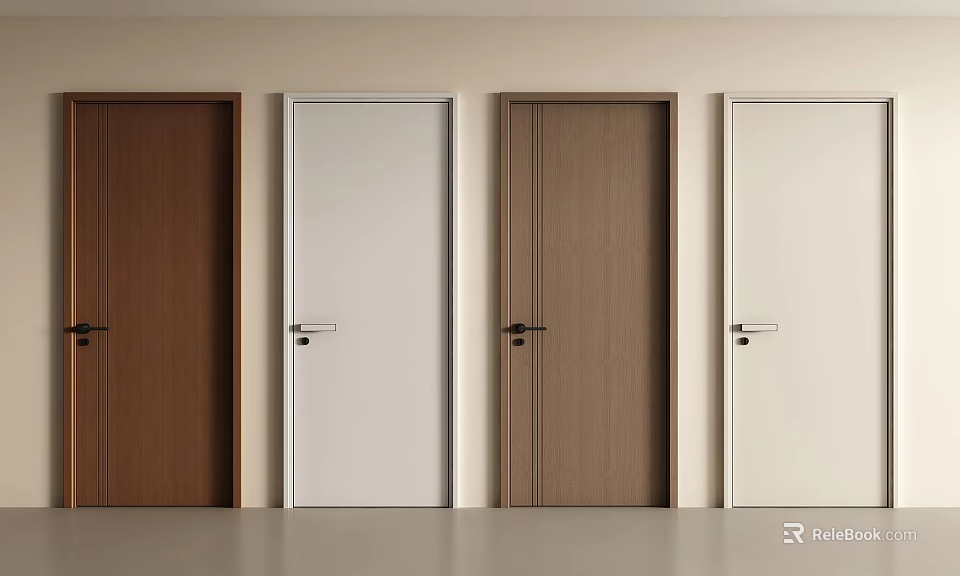 Modern Hinged Doors With Various Colors And Styles For Home Interior 3d model 