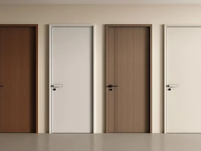 Modern Hinged Doors With Various Colors And Styles For Home Interior 3d model