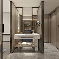 Modern Hotel Guest Room Interior With King Bed Flat Screen TV And Armchair