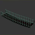 Long Red And Gold Decorative Fence Structure With Narrow Vertical Rails