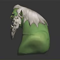 Fantasy Character Mythical Creature Head Model With Green Skin White Hair Beard And Angry Look