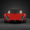 Red Classic Vintage Sports Car With Streamlined Body And Gold Wheels