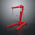 Red Hydraulic Engine Hoist With Movable Base For Auto Shop 3d model
