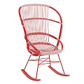 Natural Rattan Leisure Chair With Metal Rocking Frame And Comfortable Design