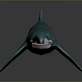 3D Green Shark Model With Open Mouth And Dark Background 3d model