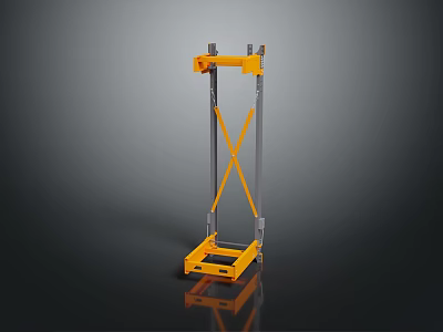Industrial Equipment With Yellow Metal Frame Cross Support And Platform Base 3d model