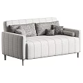 Modern Gray Sofa With Multiple Cushions And Wooden Legs Design 3d model