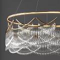Luxurious Modern Crystal Chandelier With Circular Gold Frame And Hanging Crystal Beads