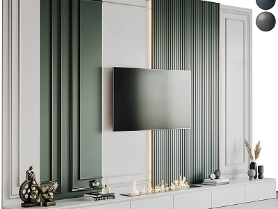 Modern TV Background Wall With Decor And Lighting 3d model
