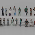 Multiple People Including Medical Professionals And Patients With Wheelchair Crutches In Healthcare Setting