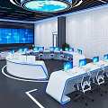 Modern monitoring room Command control room Dispatching command center Monitoring hall Command hall Office desks and chairs 3d model