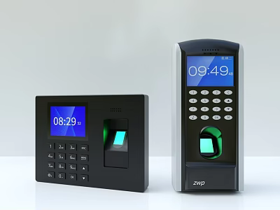 Biometric Fingerprint Time Attendance Devices With Digital Display Keypad And Scanner 3d model