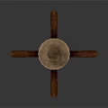 Classic Wooden Ceiling Fan with Ornate Pattern and Brown Blades