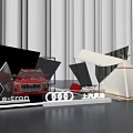 Audi Red Car Display Setup With White Tent And Black Starry Background 3d model