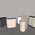 Modern Stylish Trash Bins In Different Colors And Various Designs 3d model