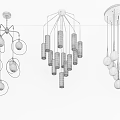 Modern Hanging Chandeliers With Various Designs Metal Frames And Spherical Glass Shades
