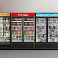 Commercial Display Refrigerators Filled With Various Beverages And Brand Logos