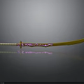 Golden Samurai Sword With White Gold Handle And Pink Blade Patterns On Black Background