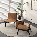 Quiet Rattan Leisure Chair Leisure Table and Chair Outdoor Chair Side Flower Wood 3d model