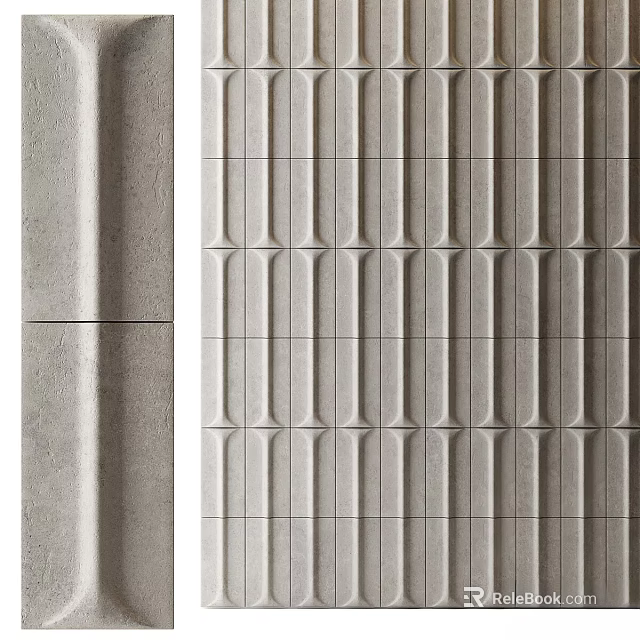 Modern Textured Wall Surface With Gray Geometric Tile Patterns And Vertical Design Elements 3d model 