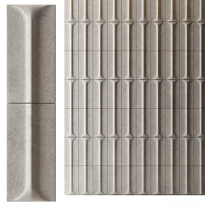 Modern Textured Wall Surface With Gray Geometric Tile Patterns And Vertical Design Elements 3d model