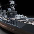 Vintage Battleship with Multiple Turrets Masts and Detailed Deck Structure in Model 3d model