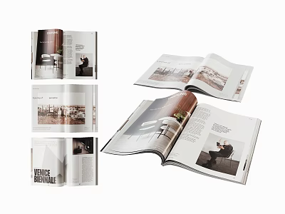 Modern Interior Design Magazine With Open Pages Showcasing Stylish Interior Scenes And Details 3d model