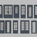 Assorted Modern Swing Doors Featuring Glass Panels and Diverse Design Styles 3d model