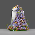 Photo Spot Featuring White Pillar With Rolled Paper Yellow Bow And Colorful Flowers Flowing Down