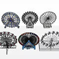 Multiple Ferris Wheels With Various Designs For Amusement Park Equipment 3d model