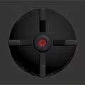 Abstract Black Sculpture Carving With Red Base And Detailed Top Structures