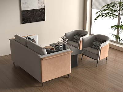 Modern Light Luxury Two-Person Sofa Now Light Luxury Lobby Sofa Two-Person Sofa Casual Sofa Two-Person Sofa Combination Single Sofa 3d model