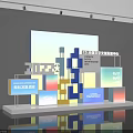 Stylish Modern Photo Check In Spot With Colorful Geometric Blocks And Digital Displays
