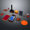 Diverse Home Furniture And Household Decor Items Featuring Bed Rug Fireplace Cabinet Chair Table Art