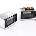 Modern Countertop Toaster Ovens With Black And White Design And Croissants